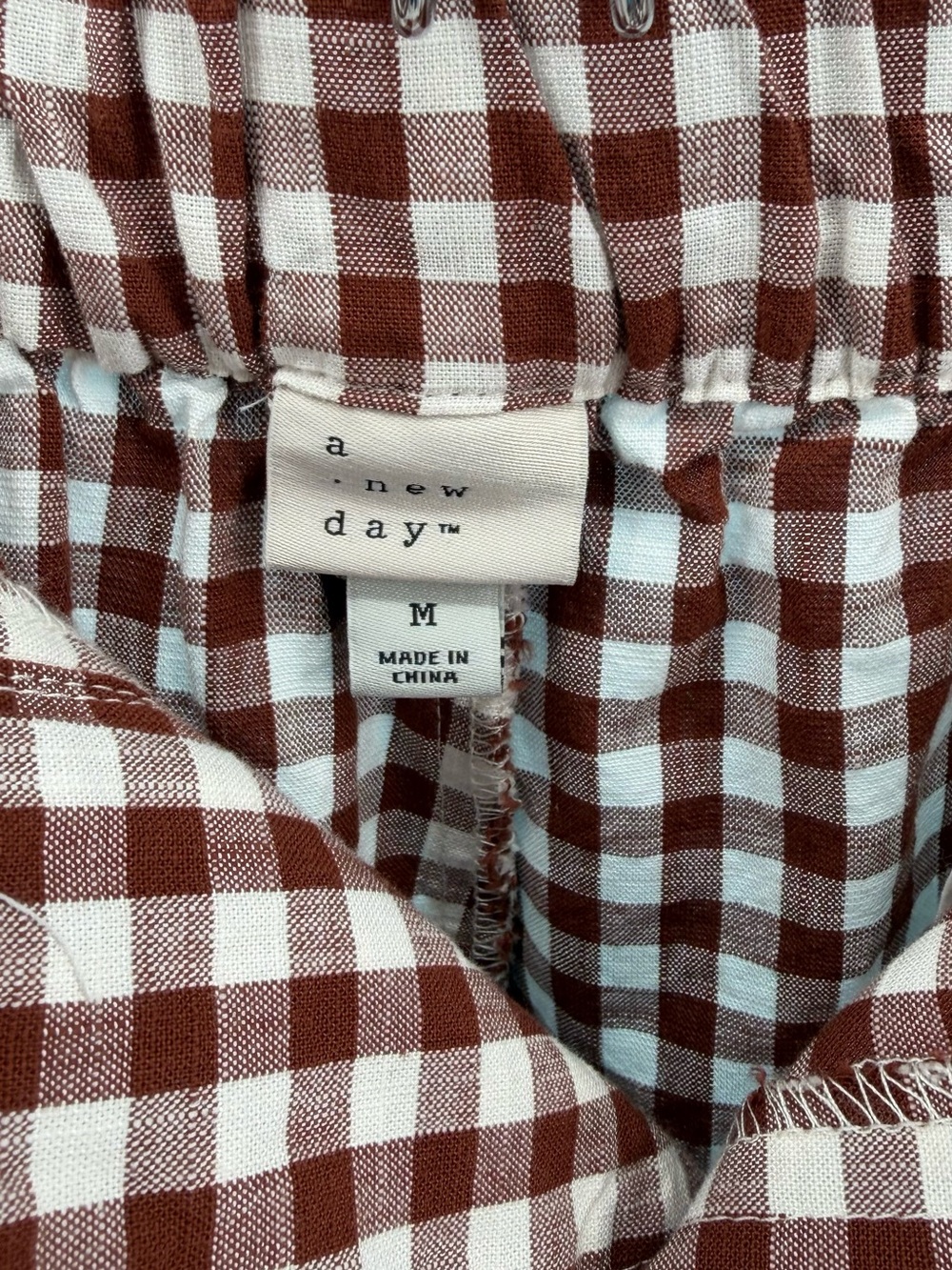a new day Gingham High-Waist Pleated Shorts - Brown & White (Size Medium) NWT - Picture 7 of 11